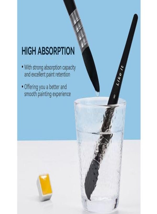Like-It Like It Round Mop Brush Set - 4 Pieces (#0, #2, #4, #8) Fine Tip Synthetic Hair Brushes for Acrylic, Watercolor & Gouache Painting, Short Handles for Professional Artists Includes Brush Holder - Image 4
